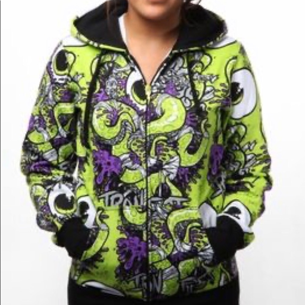 Iron Fist Oh No Lime Green Hoodie L EUC